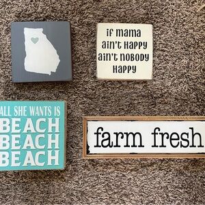 Decorative Wooden Signs Set
